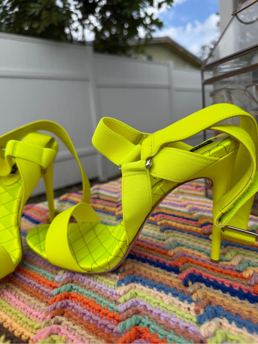 Alice + Olivia Neon Yellow Strappy Sandal - Picture 3 of 8